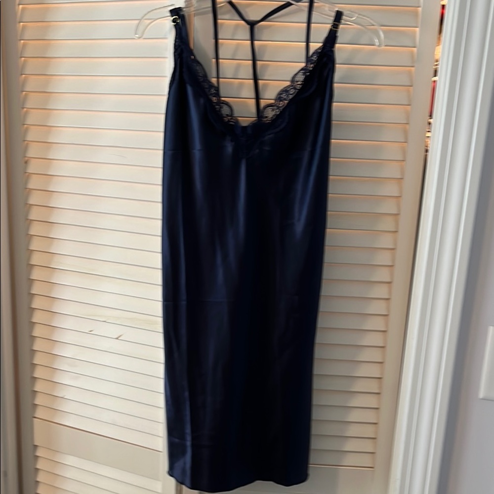 New Navy Blue Lace Trim Slip & panty